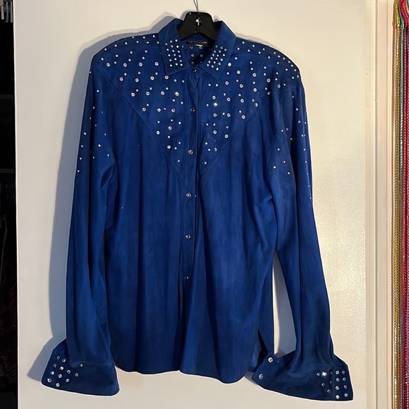BEDAZZLED SUEDE TOP - Picture 1 of 5